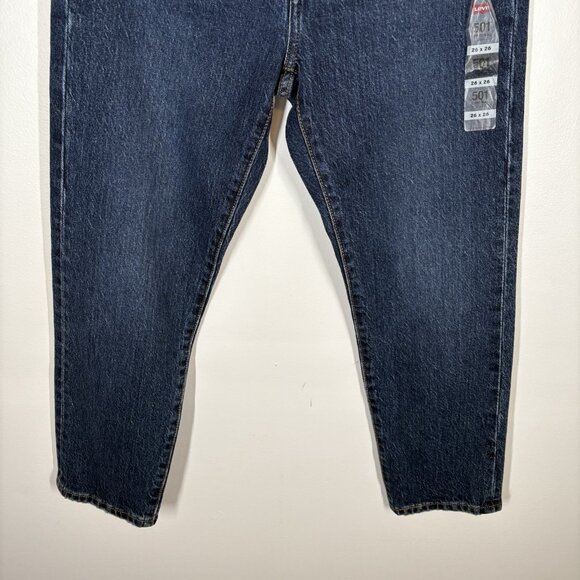 Levis Women 26 Blue Denim Button Fly High Rise 501 Original Cropped Jeans NWT - Picture 3 of 15